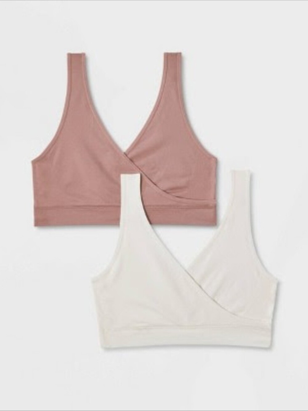 Auden Nursing Seamless Bralette Set Of 2 in Dusty Rose/Mauve and White Large